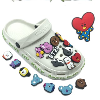 CROCS จี้การ์ตูน Tata Bts Jibbitz Kpop Jibbits Charm Kpop Bt21 เครื่องประดับ สําหรับผู้หญิง