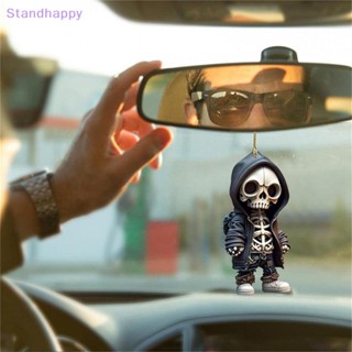 Standhappy ใหม่ ฟิกเกอร์กระจกมองหลัง อะคริลิค รูปโครงกระดูก สําหรับแขวนตกแต่งภายในรถยนต์ 1 ชิ้น