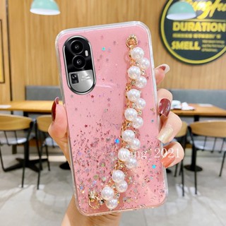 พร้อมส่ง ใหม่ เคสโทรศัพท์มือถือนิ่ม ลายกากเพชร ดาว ท้องฟ้ากลางคืน พร้อมสายคล้องมือ ประดับมุก สําหรับ OPPO Reno10 Pro+ Plus 5G Reno 10 Reno10Pro+ OPPO A78 NFC 4G 2023