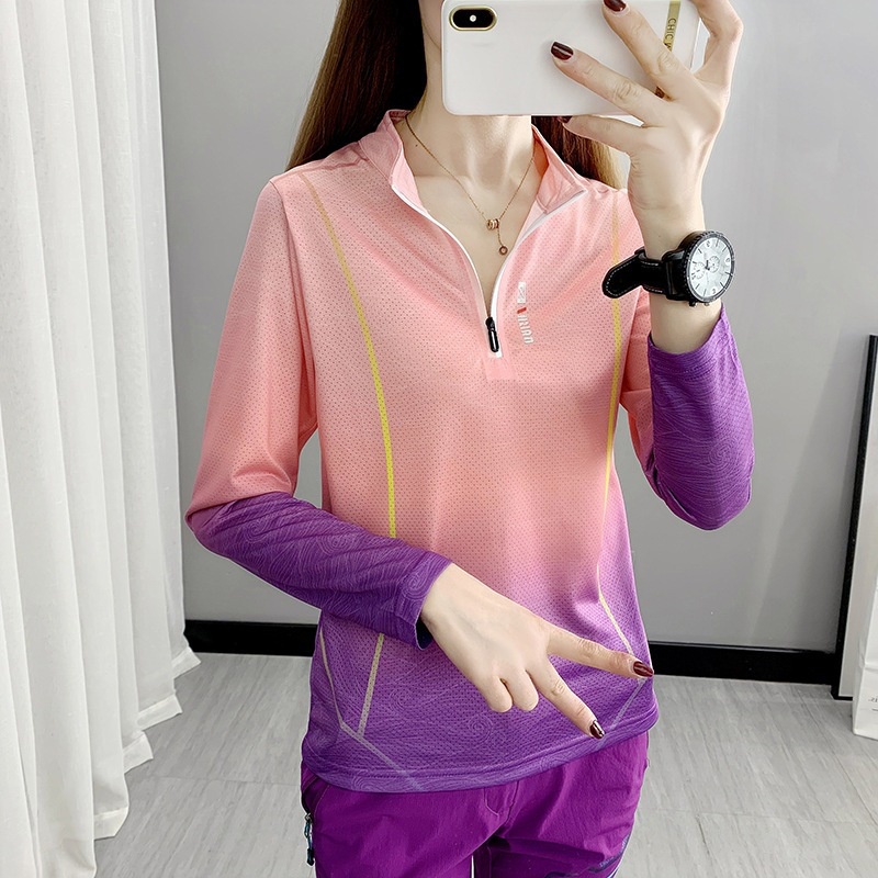 เสื้อแขนยาว แบบแห้งเร็ว ดูดซับเหงื่อ เหมาะกับใส่วิ่งกลางแจ้ง แฟชั่นฤดูใบไม้ผลิ และฤดูใบไม้ร่วง สําหรับผู้หญิง