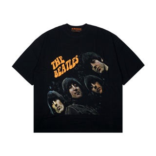 เสื้อยืดแขนสั้น พิมพ์ลาย The BEATLES รอบ 4 สีดํา