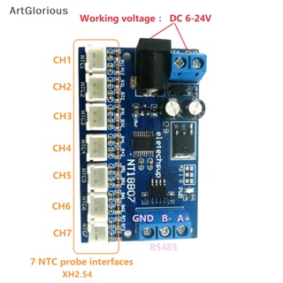 Art โมดูลเซนเซอร์อุณหภูมิเทอร์มิสเตอร์ 7CH DC 12V RS485 NTC Modbus Rtu B3950 N