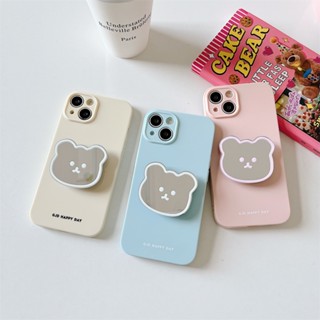 เคสป้องกันโทรศัพท์มือถือ แบบนิ่ม ลายการ์ตูนหมีน่ารัก มีป็อบอัพ สําหรับ IPhone 14 12 11 13 Pro 14ProMax