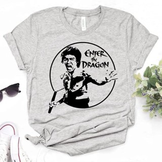 เสื้อท็อป พิมพ์ลายกราฟฟิคมังงะ Bruce Lee สําหรับผู้หญิง