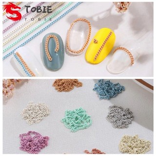 Tobie อุปกรณ์เสริมสายโซ่โลหะ 3D หลายสีสันสําหรับตกแต่งเล็บ