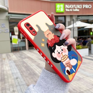 เคสโทรศัพท์มือถือแบบแข็ง ใส บาง กันกระแทก ลายการ์ตูนเด็กผู้หญิงชานม สําหรับ Samsung galaxy A01