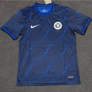 เสื้อกีฬาแขนสั้น ลายทีมชาติฟุตบอล Chelsea Bowling สีฟ้า ไซซ์ S - XXL 23-24 ชุดเยือน สําหรับผู้ชาย