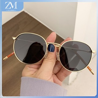 【ZM Glasses】แว่นตากันแดด แว่นกันแสงสีฟ้า  กรอบโลหะ ทรงวงรี สีทอง แฟชั่นยอดนิยม สําหรับผู้หญิง วินเทจ กระจกแบน 083