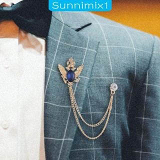 [Sunnimix1] เข็มกลัดโซ่ รูปมงกุฎ ประดับพลอยเทียม ของขวัญวันเกิด สําหรับผู้ชาย