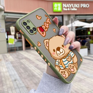 เคสโทรศัพท์มือถือ ซิลิโคนแข็ง ขอบสี่เหลี่ยม กันกระแทก ลายการ์ตูนหมีน่ารัก สําหรับ Samsung galaxy A21s