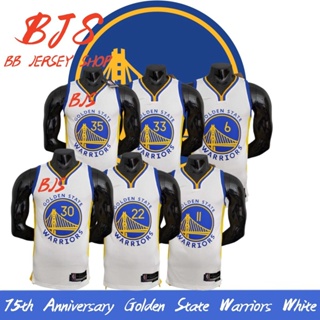 【BJS �� ครบรอบ 75 ปี Golden State Warriors No. เสื้อกีฬาบาสเก็ตบอล สีขาว E2X2 30 ชิ้น