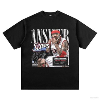  เสื้อยืด เสื้อยืดคอกลม แขนสั้น พิมพ์ลาย NBA Allen Iverson 76ers Fan ทรงหลวม สไตล์สตรีท สําหรับผู้ชาย และผู้หญิงsize: S-