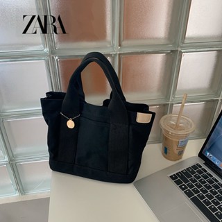 Zara Niche กระเป๋าผ้าใบ ใส่กล่องอาหารกลางวัน จุของได้เยอะ แบบพกพา เข้ากับทุกการแต่งกาย สําหรับผู้หญิง