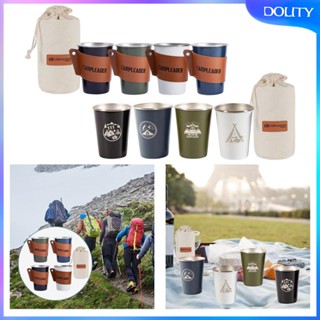 [dolity] แก้วชาสเตนเลส วางซ้อนกันได้ สําหรับปิกนิก ตั้งแคมป์ 4 ชิ้น