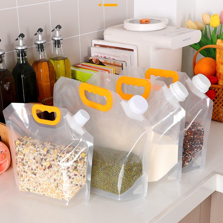 โปร่งใสโปร่งใสหัวฉีด Multigrain กระเป๋าเกรดอาหาร Moisture-Proof แบบพกพา Design Grain ข้าว Bean Storage ครัวในครัวเรือนถุงปิดผนึก