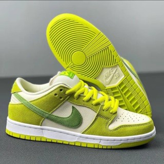 Putian ของแท้ Dunk SB Green Apple รองเท้าผ้าใบหนัง สไตล์เรโทร สําหรับผู้ชาย และผู้หญิง