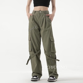 2TOYOUNG  กางเกงขายาว คาร์โก้ กางเกง เชือกอเมริกันคลาสิค Cargo pants 2023 NEW 071967 Korean Style สวยงาม ทันสมัย พิเศษ A20M02Q 36Z230909