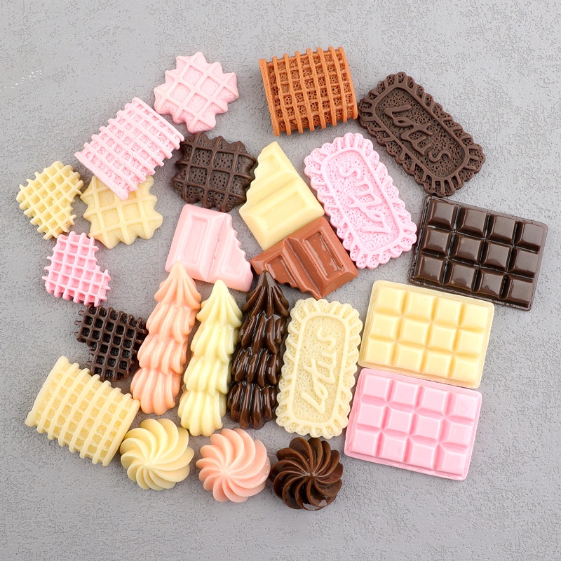 10 ชิ้น / เซต ช็อคโกแลต รัก บิสกิต เรซิน ด้านหลังแบน Diy เคสโทรศัพท์ คริสตัล อาหาร เล่น วัสดุ