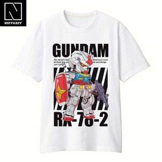 การ์ตูน Gundam เสื้อยืดคอกลมแขนสั้น Cotton Anime พิมพ์ Lelaki &amp; Perempuan S-4XL สไตล์ญี่ปุ่นหญิงชาย