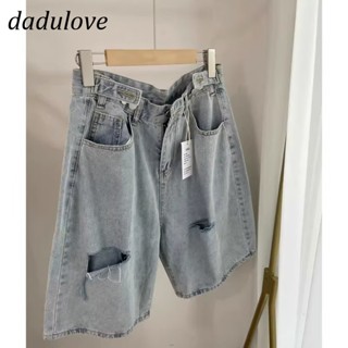 DaDulove💕 New Korean Version of INS Retro Raw Edge Ripped Denim Shorts Niche High Waist A- line Pants Hot Pants