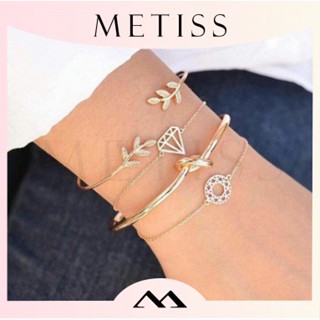 Metiss ชุดสร้อยข้อมือ ประดับเพชรกลวง สไตล์วินเทจ