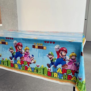 ผ้าปูโต๊ะพลาสติก ลาย Super Mario Bros แบบใช้แล้วทิ้ง ขนาด 130x220 ซม. สําหรับตกแต่งปาร์ตี้