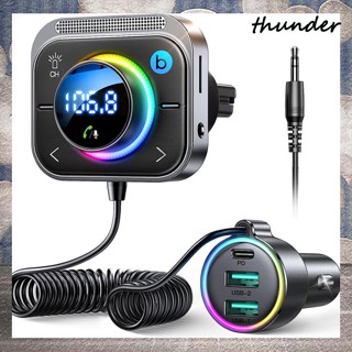 Thunder อะแดปเตอร์รับส่งสัญญาณวิทยุ FM AUX ไร้สาย PD QC3.0 3 พอร์ต แฮนด์ฟรี สําหรับรถยนต์