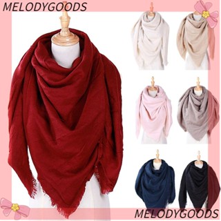 MELODG ผ้าพันคอ ผ้าแคชเมียร์เทียม ทรงสามเหลี่ยม ให้ความอบอุ่น สีพื้น