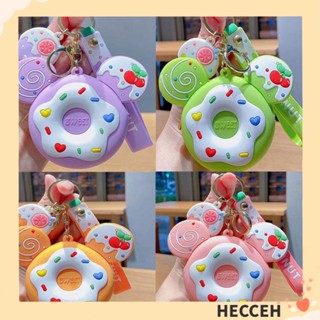 Hecceh กระเป๋าสตางค์ กระเป๋าใส่เหรียญ พวงกุญแจ ใส่บัตร รูปโดนัท เชอร์รี่