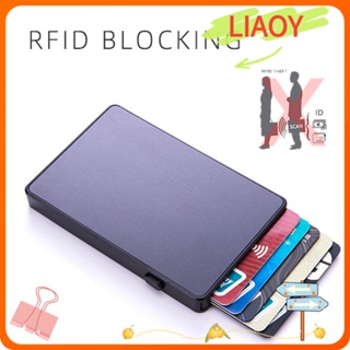 Liaoy กระเป๋าสตางค์ ป๊อปอัพอัตโนมัติ อเนกประสงค์ บางพิเศษ กันขโมย RFID สําหรับผู้ชาย