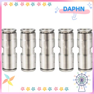 Daphs อุปกรณ์เชื่อมต่อนิวเมติก ทองแดง ชุบนิกเกิล 1/4 นิ้ว X 1/4 นิ้ว OD 1/4 นิ้ว สําหรับท่อ 1/4 นิ้ว 5 แพ็ค