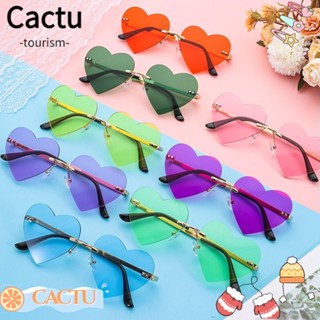 Cactu แว่นตากันแดด ไร้ขอบ หัวใจ ฮาโลวีน คอสเพลย์ เครื่องแต่งกาย ฮิปปี้ แว่นตากันแดด โลหะ