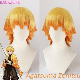 Back2life วิกผมคอสเพลย์ Agatsuma Zenitsu ไล่โทนสีเหลือง สีส้ม อุณหภูมิสูง สําหรับผู้ชาย