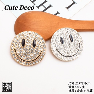 【Cute Deco】กระดุมเรซิ่น รูปหน้ายิ้ม ประดับเพชรน่ารัก DIY สําหรับตกแต่งรองเท้า Crocs