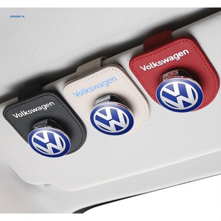 Volkswagen LOGO Metal Glasses Clip CC Arteon Variant Touareg FOX AMEO POLO ID.3 JETTA GOLF PASSAT TAIGO TIGUAN Scirocco Caravelle Interior Sun Visor Sunglasses Card Holder