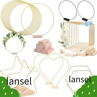 LANSEL แหวนโลหะ รูปดอกไม้ พร้อมฐานไม้ สําหรับตกแต่งโต๊ะงานแต่งงาน DIY