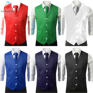 【TRSBX】Mens Formal Business Jacket Classic Waistcoat Dress Vest Neck Tie Hankie Set