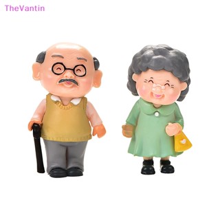 Thevantin ฟิกเกอร์คู่รัก คุณยาย คุณยาย งานฝีมือ เครื่องประดับตกแต่งบ้านตุ๊กตา สวน บ้านตุ๊กตา 1 คู่