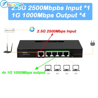 ฮับสวิตช์เครือข่ายอีเธอร์เน็ต 2500 1000mbps 2.5g เข้า 4 ออก 8 พิน 5 พอร์ต