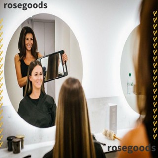 Rosegoods1 กระจกแต่งหน้า แบบมือถือ ทรงสี่เหลี่ยม 2 ด้าน กันตก สําหรับร้านทําผม