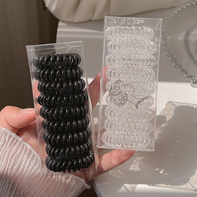 1ชิ้นสีดํา/สีขาวยางเกลียวเชือกผมผูกผม