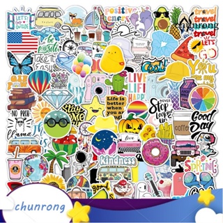 Chunrong สติกเกอร์ ลายการ์ตูน กันน้ํา มีกาวในตัว กันรอยขีดข่วน ไม่ซีดจาง สําหรับติดตกแต่งกระเป๋าเดินทาง 100 ชิ้น