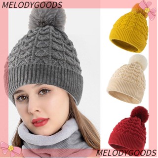 Melodg หมวกถัก หมวกสกี กลางแจ้ง ฤดูหนาว อบอุ่น หมวกสกี