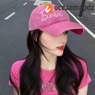 Oceanmapdz หมวกเบสบอล ผ้าฝ้าย ปักลายการ์ตูนบาร์บี้ สีชมพู สไตล์สตรีท สําหรับตุ๊กตาบาร์บี้