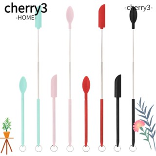 Cherry3 ไม้พาย และช้อน ทนความร้อน ขนาดเล็ก สีชมพู นํากลับมาใช้ใหม่ได้ พร้อมหัวเข็มขัดแขวน แบบพกพา สีดํา สําหรับขวดเครื่องสําอาง 8 ชิ้น