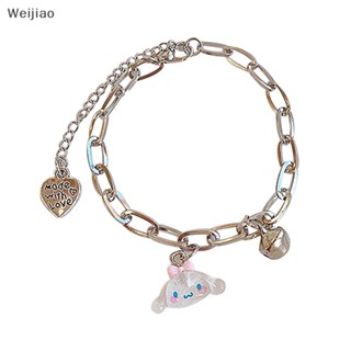 Weijiao% Sanrio Kawaii Cinnamoroll สร้อยข้อมือ ลายการ์ตูน Pochacco ปรับได้ พร้อมกระดิ่ง เครื่องประดับ สําหรับคู่รัก