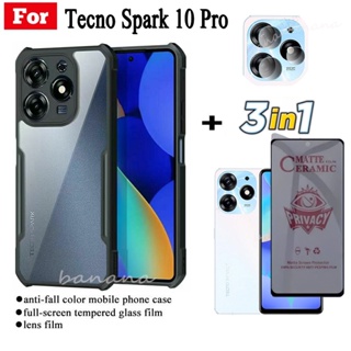 3in1 Tecno Spark 10 Pro เคสโทรศัพท์มือถือ เซรามิค นิ่ม ผิวด้าน กันกระแทก สําหรับ Tecno Spark 10C Spark Go 2023 8C Camon 20 Pro 4G