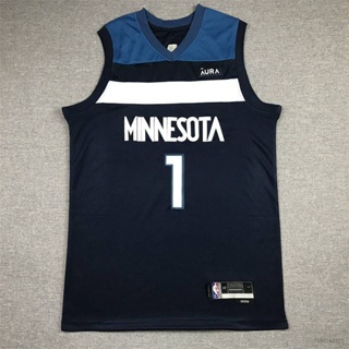 เสื้อกีฬาแขนกุด ลายทีม NBA Minnersota Timberwolves No.1 EDWARDS HQ7 75th พลัสไซซ์ QH7