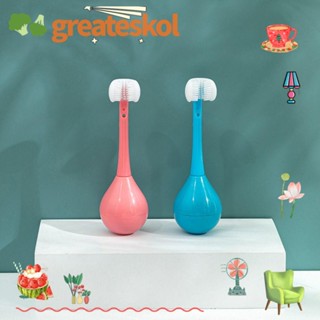 Greateskol แก้วน้ํา แปรงสีฟันเด็ก ทําความสะอาดล้ําลึก นุ่ม สามด้าน แปรงสีฟันน่ารัก ไม่หลั่ง แมนนวล ทนทาน สําหรับเด็ก ฟัน