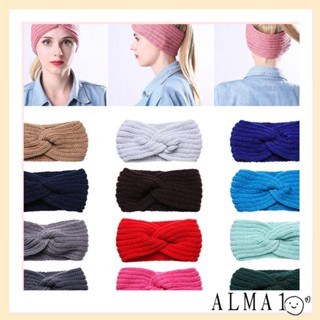 ผ้าโพกหัว ผ้าถักโครเชต์ สีพื้น แฟชั่นฤดูหนาว